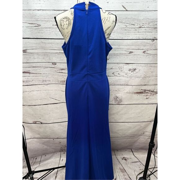 Woosea Royal Blue Halter Neck Maxi Dress‎ Ruffle Evening Cocktail Party XL - Picture 2 of 6